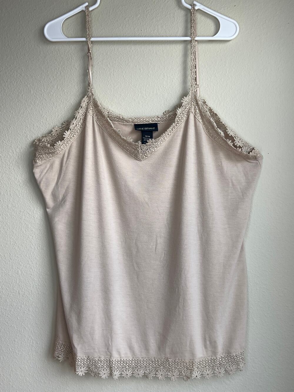 Lane Bryant Beige Crochet Lace Trim Cami Tank Top Plus Size 18/20 XL-2XL